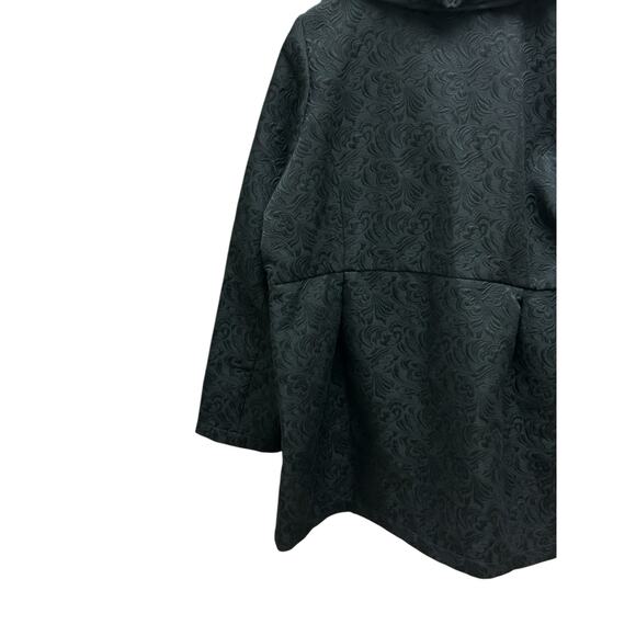 Toffee Apple Jacket Womens XL Black Floral Dress Coat 3 Button Pockets - Picture 5 of 7